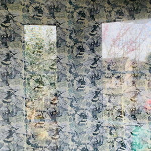 Poly Georgette - Tiny Bees (Dark) 1 meter remaining - PG_12