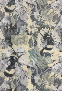Poly Georgette - Tiny Bees (Dark) 1 meter remaining - PG_12