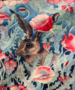 Poly Soft Touch Velvet - Hares in Poppies - PS_08