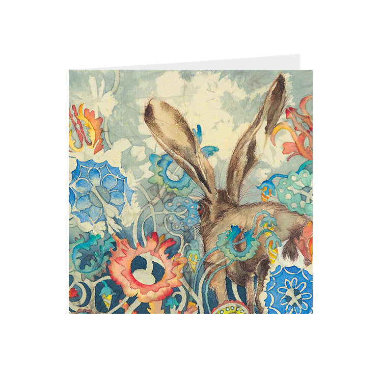 Hares in Wonderland - Cyclamen & Hare - Greeting Card - S_19