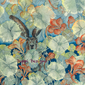 Hares in Wonderland - Nasturtium & Hare - Greeting Card - S_20