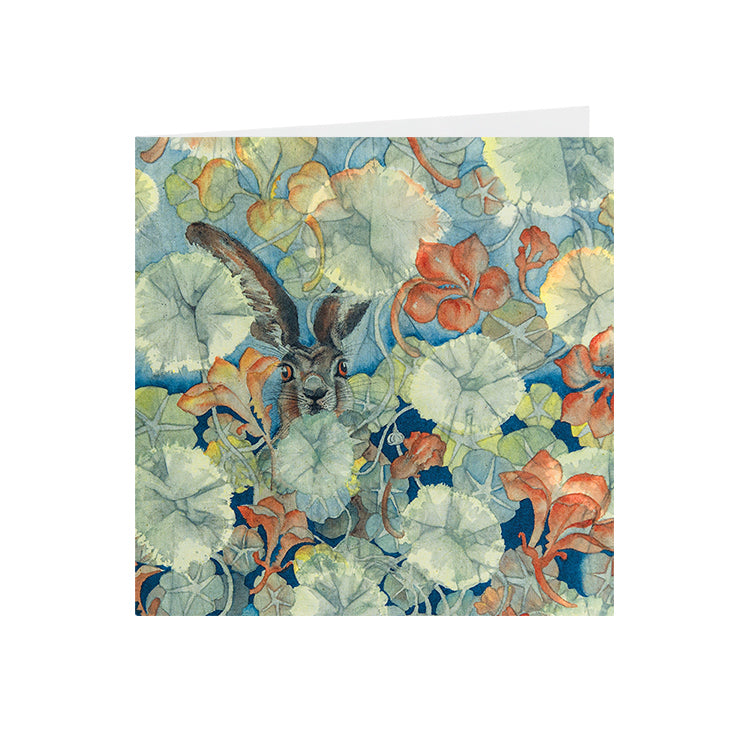 Hares in Wonderland - Nasturtium & Hare - Greeting Card - S_20