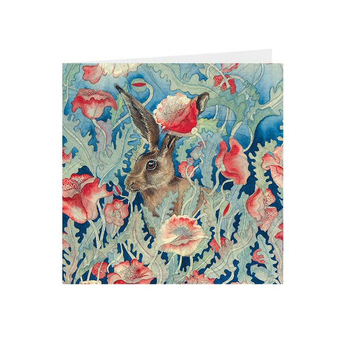 Hares in Wonderland - Poppies & Hare - Greeting Card - S_21
