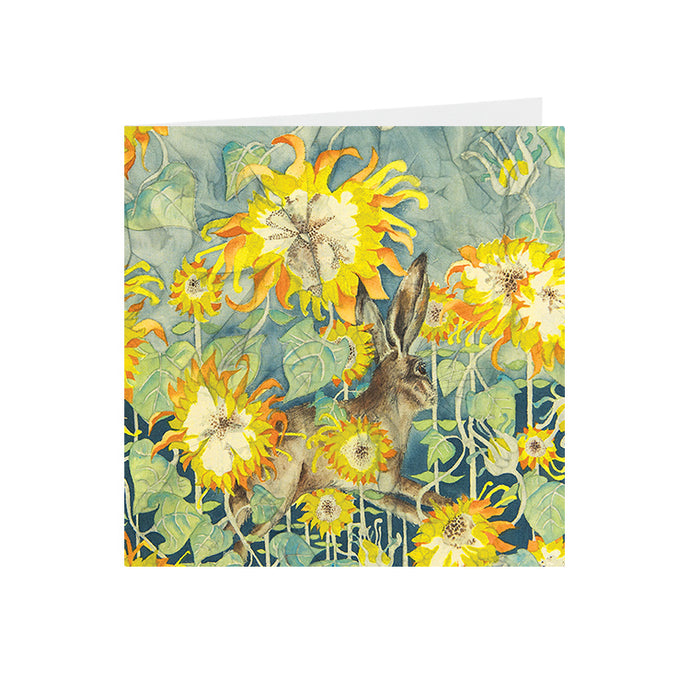 Hares in Wonderland - Sunflower & Hare - Greeting Card - S_22