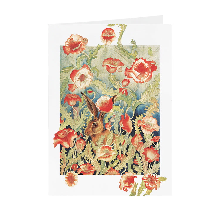 Hares in Wonderland - Poppies & Hare - Greeting Card - V_12