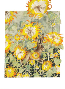 Hares in Wonderland - Sunflower & Hare - Greeting Card - V_13