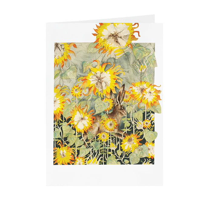 Hares in Wonderland - Sunflower & Hare - Greeting Card - V_13