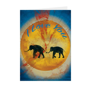 Silhouettes - "I Love You" Elephant - Greeting Card - V_14