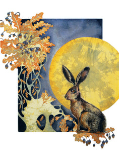 Hares in Wonderland - Moonlight Hare - Greeting Card - V_18
