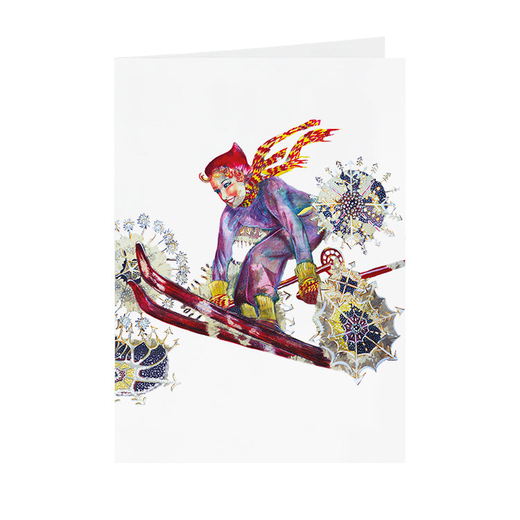 Christmas Skier - Greeting Card -V_28
