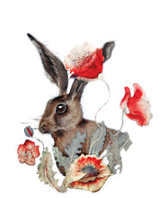 Hares in Wonderland - Poppies & Hare - Greeting Card - V_48
