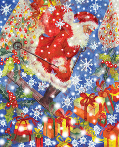 Christmas - Skiing Santa - Greeting Card - V_89