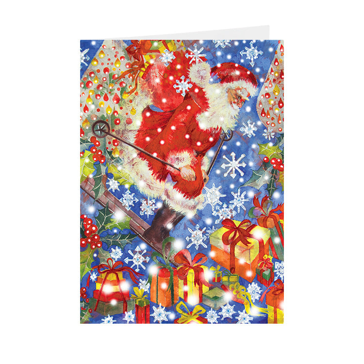Christmas - Skiing Santa - Greeting Card - V_89