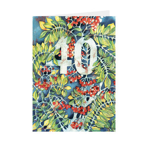 Birthdays - "40th" Rowan Tree - Greeting Card - V_92